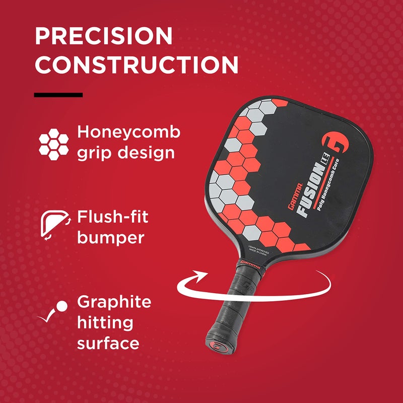 Gamma Sports 2.0 Pickleball Paddles: Mens and Womens Textured Fiberglass Face Pickle-Ball Racquet - Indoor and Outdoor Racket: Fusion Red, ~8 oz - Image 3